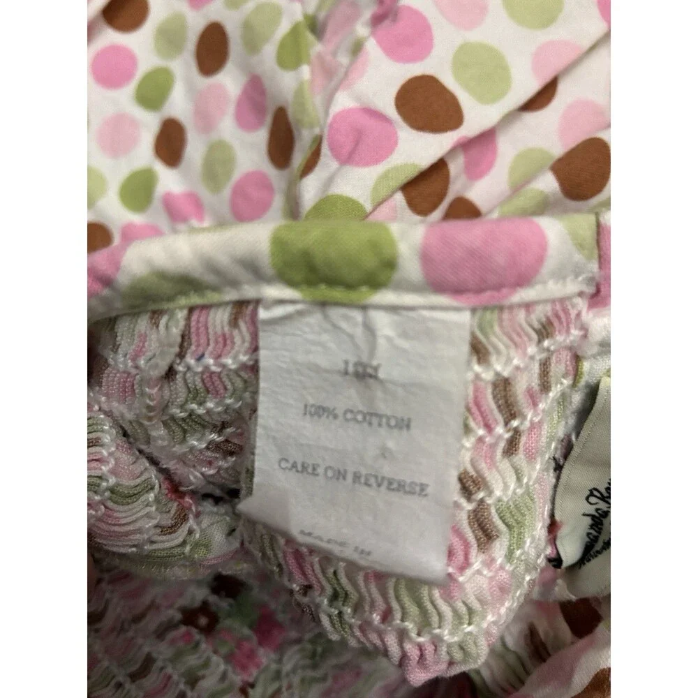 Amanda Remembered W/Smocked Purses. Dotted Pink, Green And Brown Dress. 18 Month